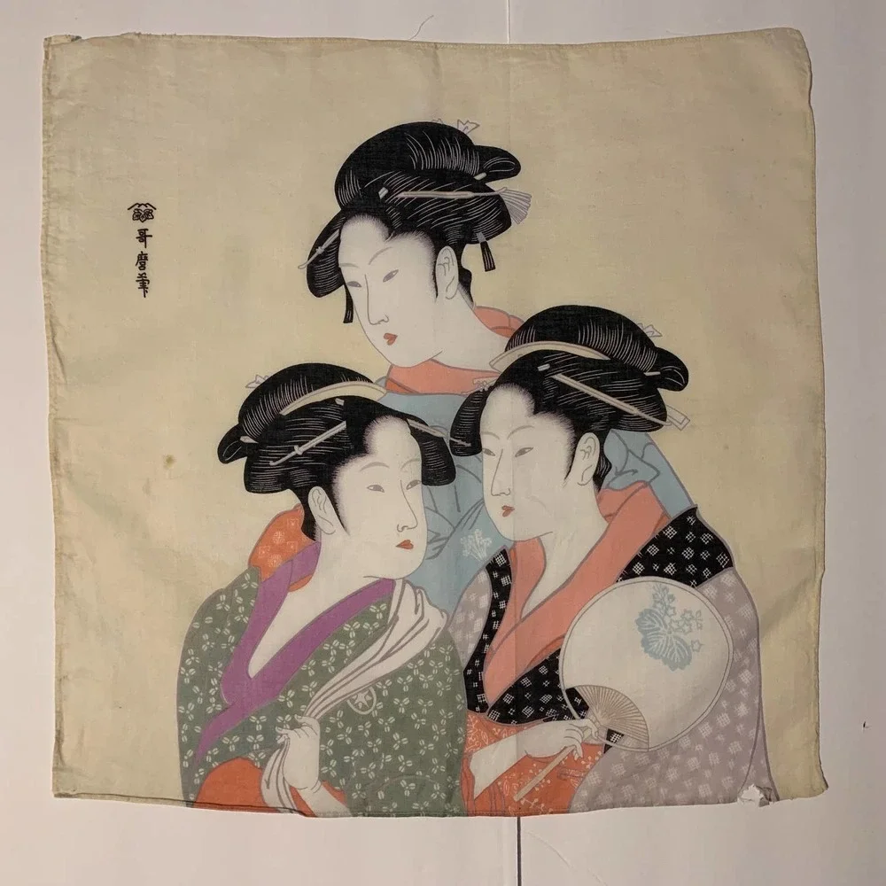 Kitagawa Utamaro Vintage Three‎ Ladies of the Present Day Silk Scarf
